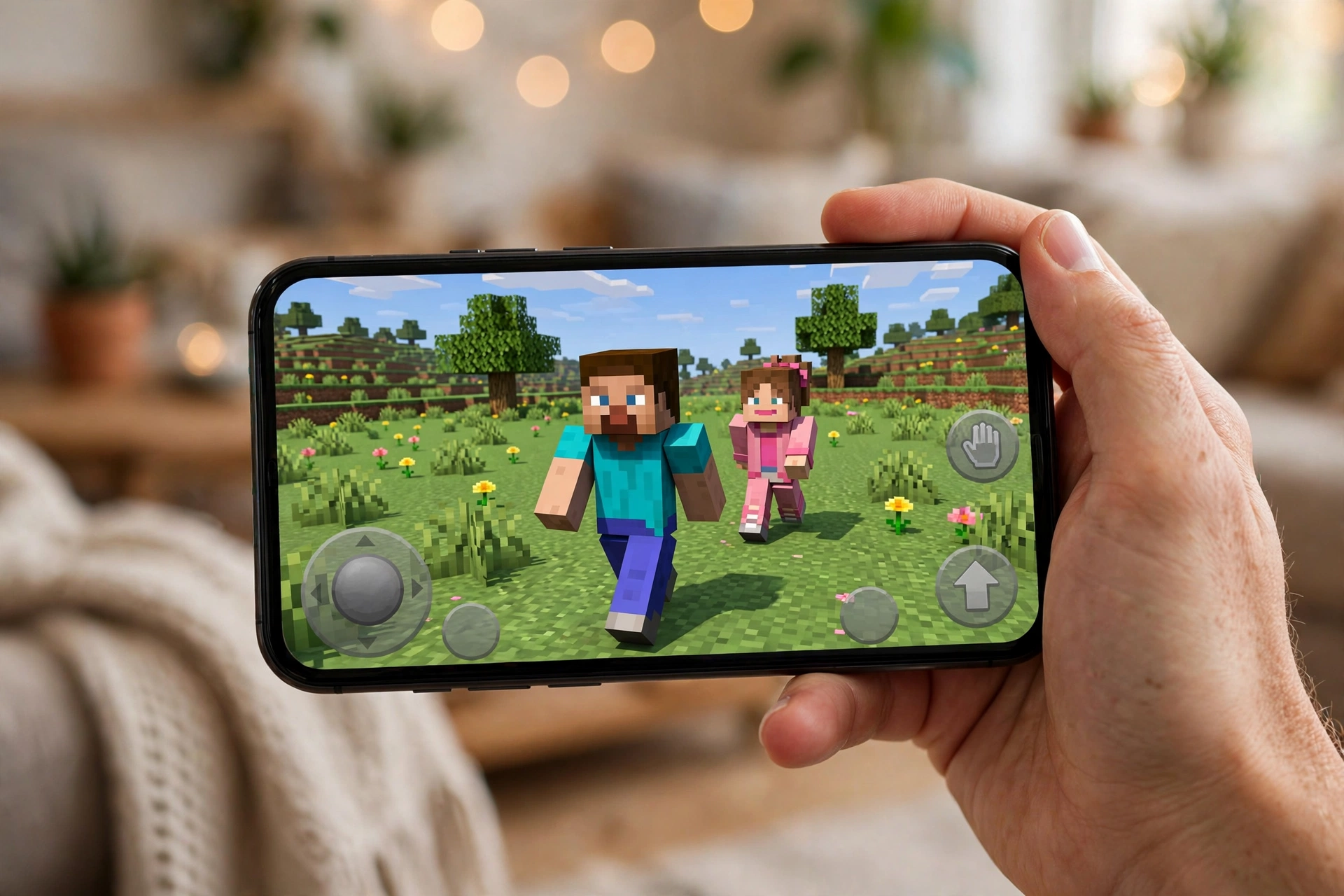 Jenny Mod on mobile — Minecraft Pocket Edition gameplay on a smartphone